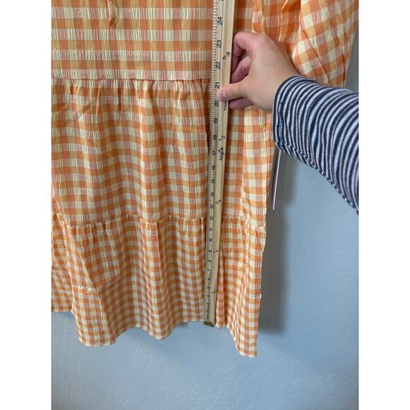 Nanette Lepore Sz 10 Gingham Dress Orange Yellow Check Ruffle Romantic Cottage‎ - Picture 4 of 10